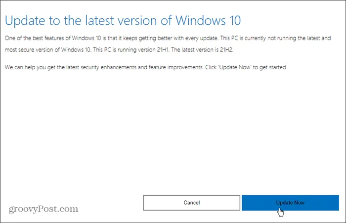 обновить до последней версии Windows 10