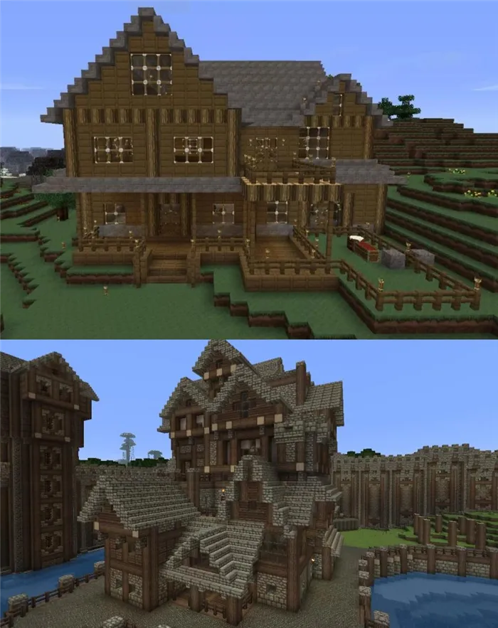 Оригинальный дизайн дома Minecraft коттеджи