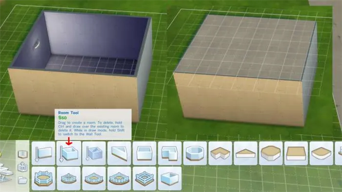 Постройте комнаты Sims 4.