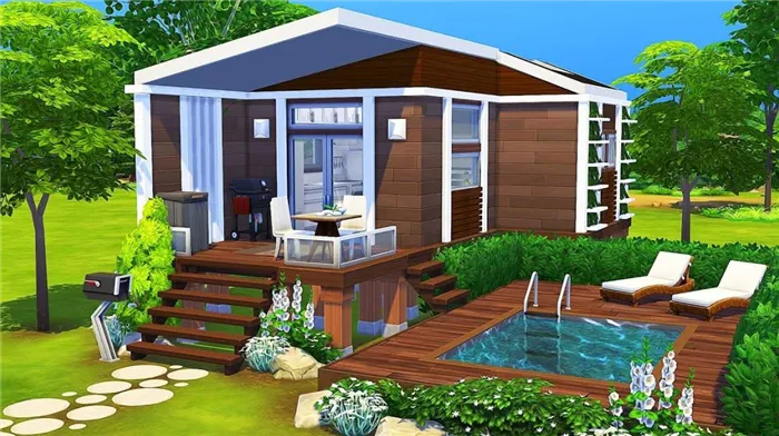 Компактный летний домик для Sims 4