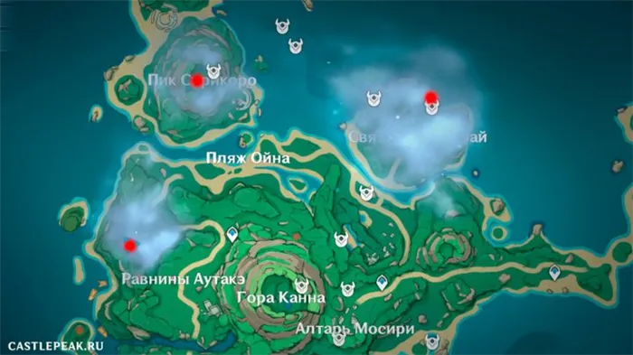 Туманное гнездование на карте - остров Цуруми в зоне влияния Хараками