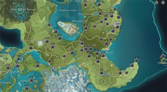 Список мест, где можно найти железо на карте Удар Хара-Ками.