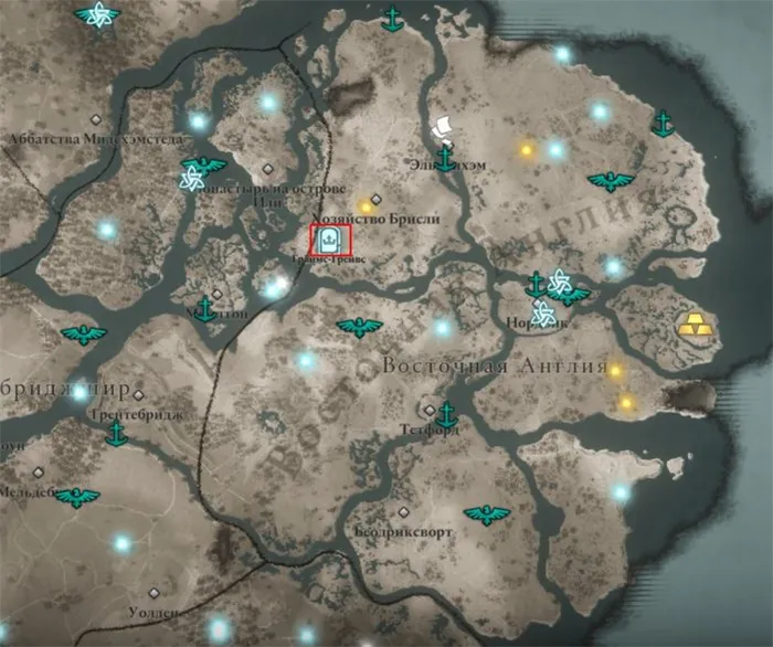 Assassin's Creed: Британские сокровища Восточной Англии на карте мира Валгалла