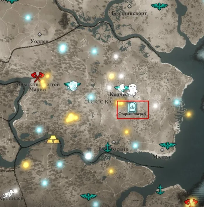 Британские сокровища в Эссексе в Assassin's Creed: карта мира Валгаллы