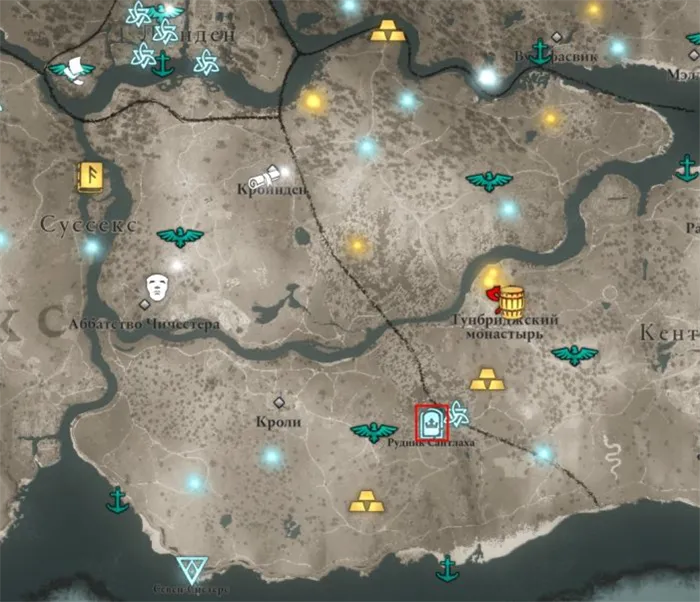 Британские сокровища в Assassin's Creed's Sussex: карта мира Валгаллы