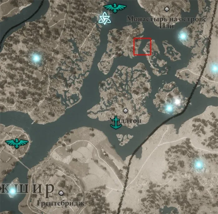 Местонахождение желтого драккара на карте Assassin’s Creed: Valhalla