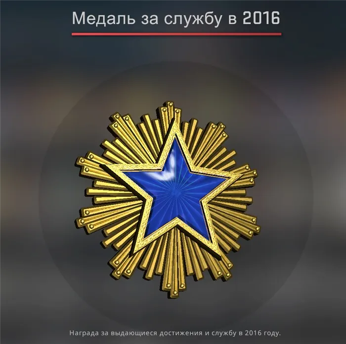 медаль за службу 2016