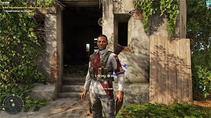 Раиза приведет вас к небольшому зданию, и, согласно инструкциям, вам нужно будет спрятать оружие, которое вы используете в настоящее время, чтобы не тревожить солдата, с которым вы собираетесь столкнуться - Far Cry 6: DU or Die - прохождение - Операции - Пролог - Руководство по Far Cry 6