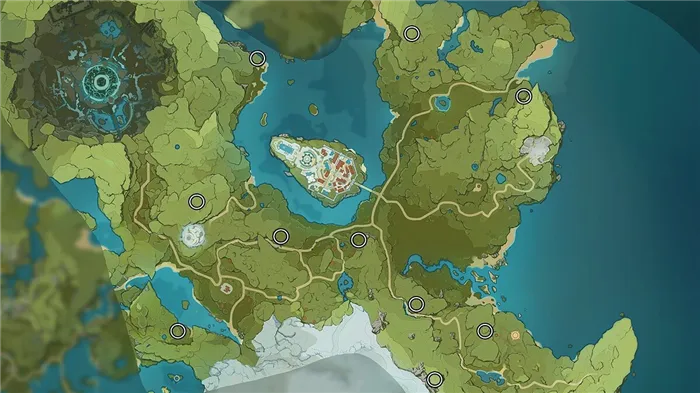 Карта Усыпальниц Глубин в Мондштадте