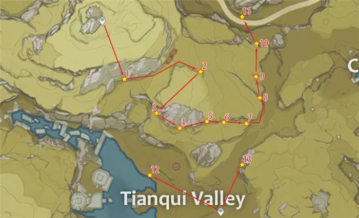 маршрут фарма кор ляписа в долине тяньцю
