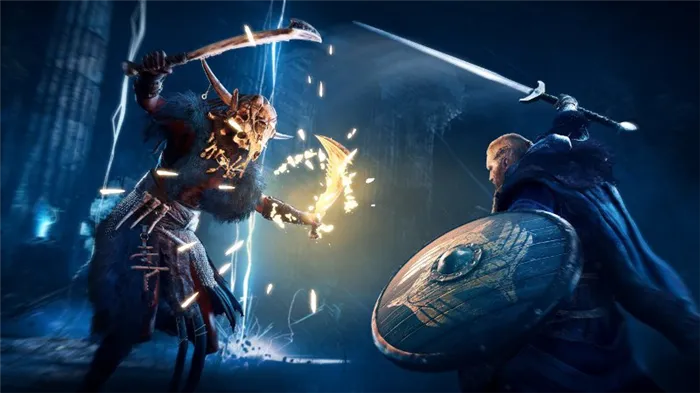Скриншот битвы с боссом из игры Assassin’s Creed Valhalla