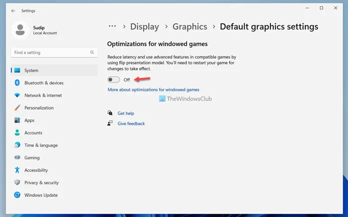 Как включить или отключить оптимизацию для оконных игр в Windows 11
