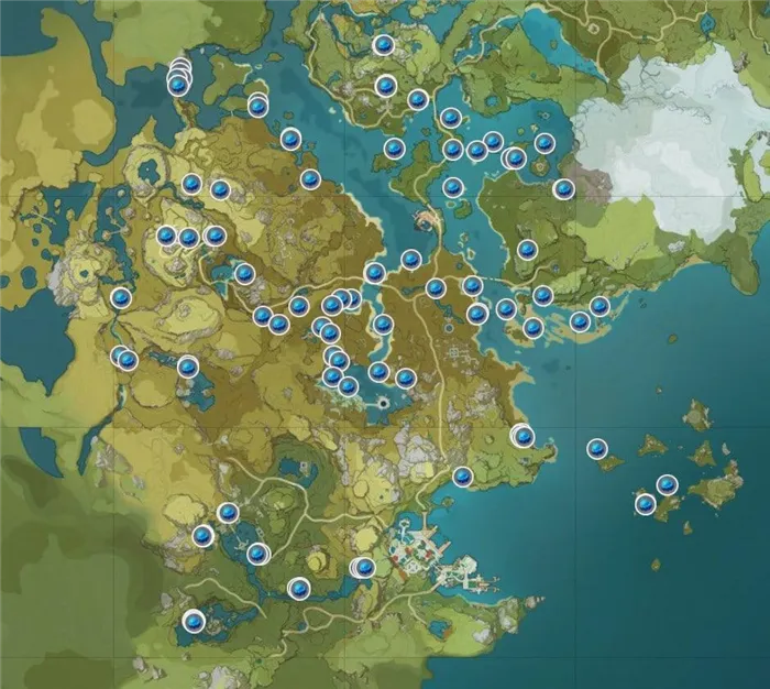 Самая полная карта расположения всех туманных цветов в Genshin Impact в 2020