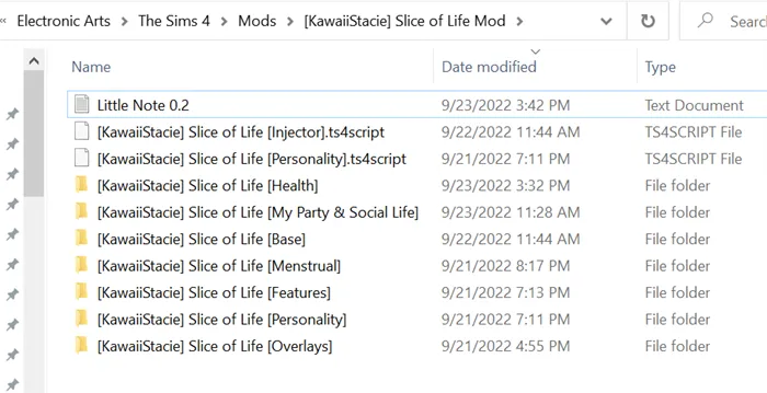 Файлы Slice of Life Mod (0.2)