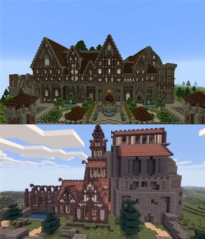 Дома в виде замков с красивыми воротами
